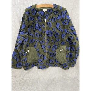 LOGO By Lori Goldstein 1X Sherpa Full Zip Sweatshirt Animal Print Kalamata